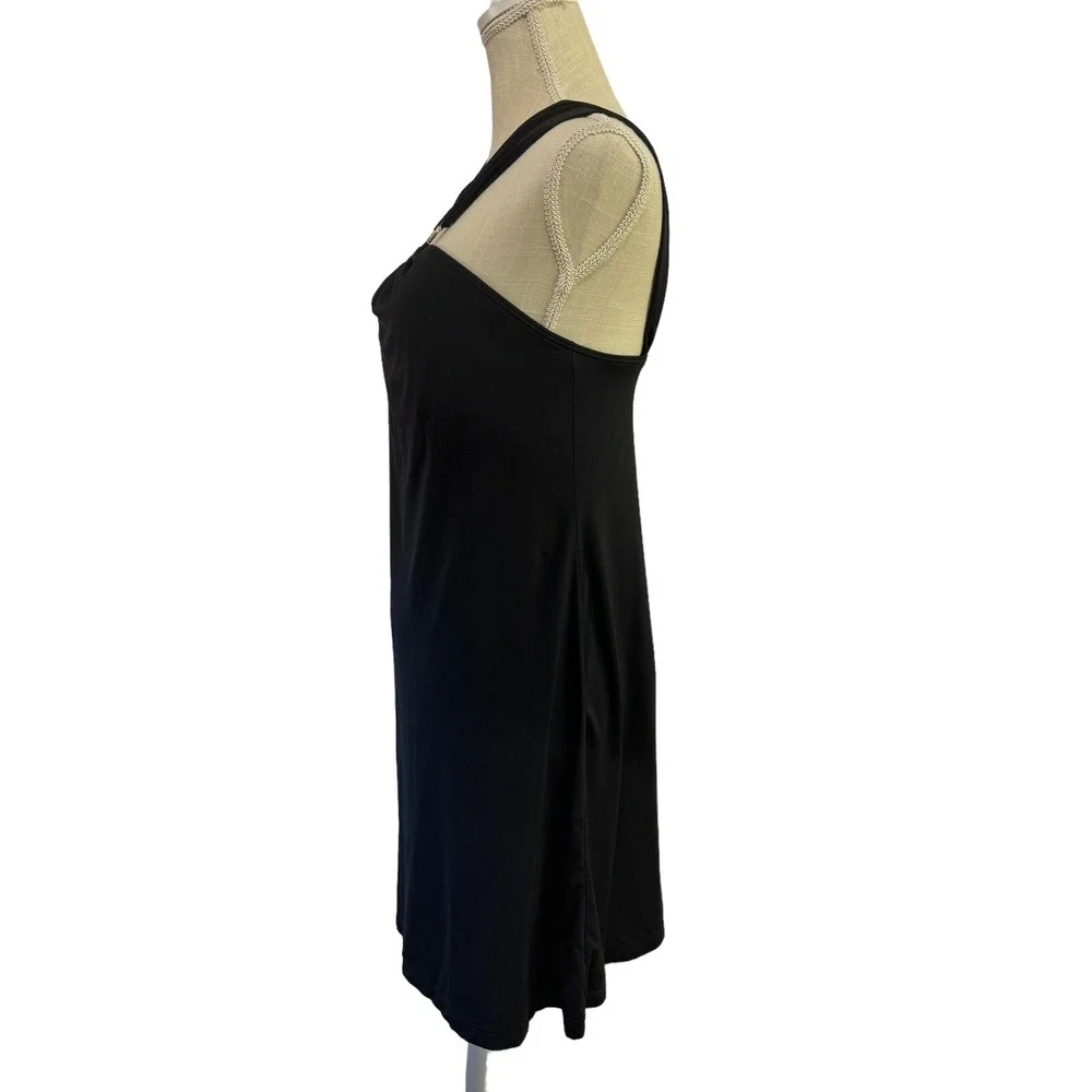 Y2K Michael Michael Kors Gold Logo Cruise Black Swing Dress Sz S‎ Small Halter